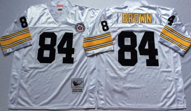 Steelers 84 Antonio Brown White M&N Throwback Jersey->nfl m&n throwback->NFL Jersey